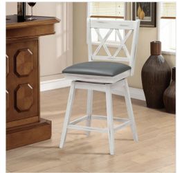 2 Pieces 24 Inches Swivel Counter Height Barstool Set With Rubber Wood Legs-White Ítem # HW67487WH-24