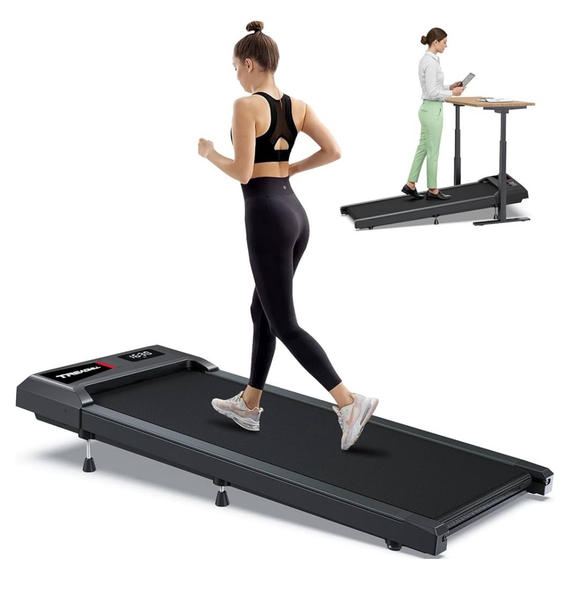 Reduced - WELLFIT Walking Pad with 10% Incline, Under Desk Treadmills with Voice Control ,Lightweight Portable Treadmill 2.5HP Quiet with KINOMAP Appl