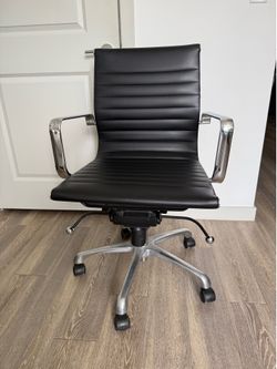 Mid-Century Modern Faux Leather Office Chair