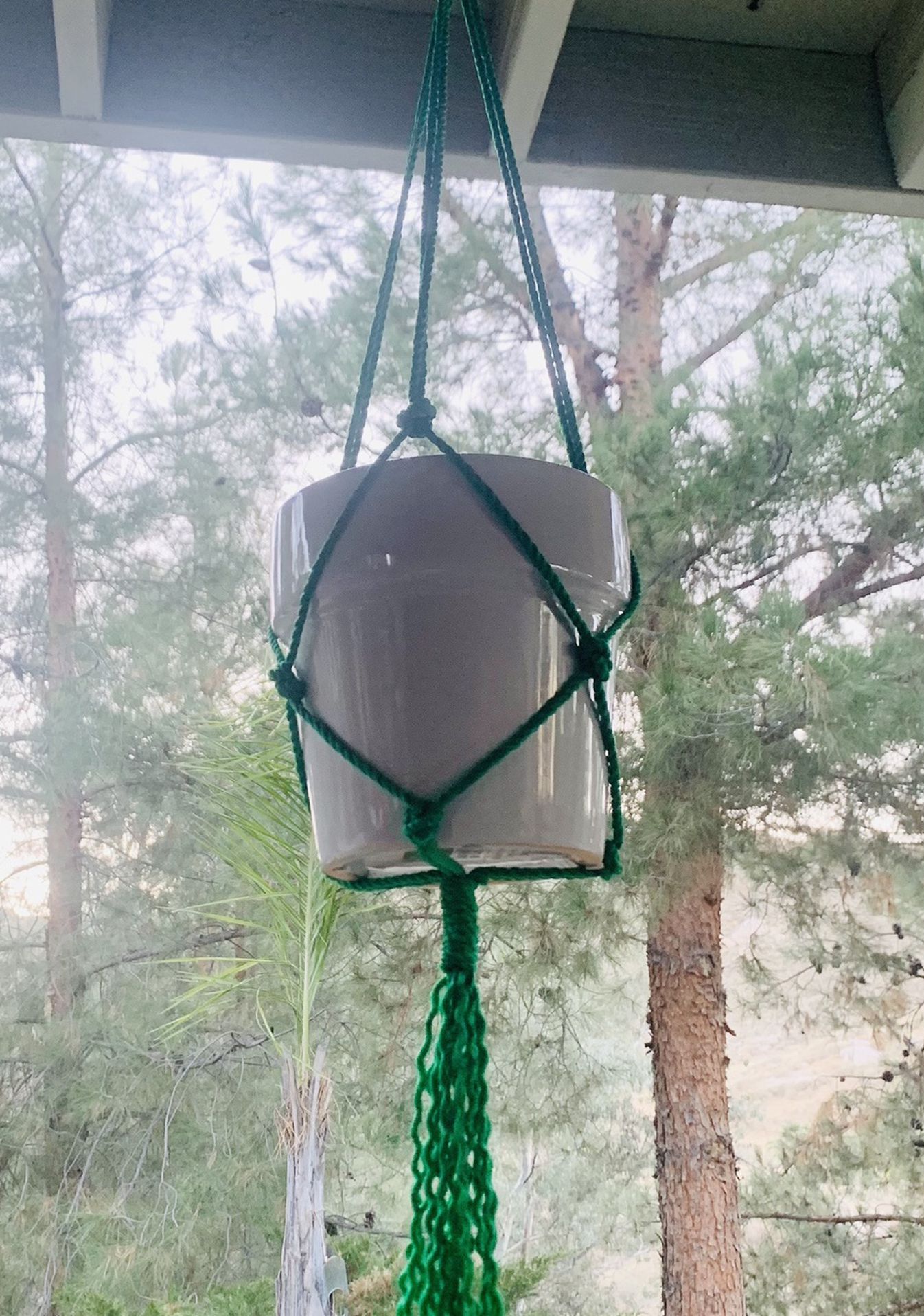 Macrame hanging plant pot holder Green Garden outdoor indoor