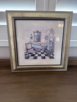 Framed Vintage Bathroom Art Print