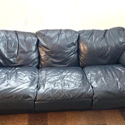Blue Leather Couch