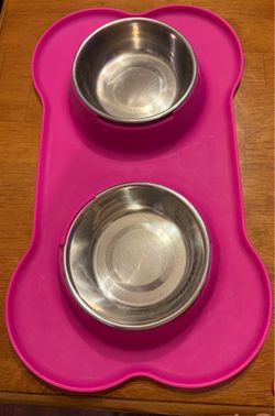 Dog food bowl with water bowl in a silicone holder