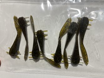 (8 Pack) 3” Hand Injected Stonecat/Catfish Soft Plastic Fishing Baits - Green Pumpkin/Gold Flake