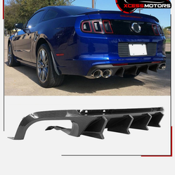 Fits 13-14 Ford Mustang GT500 Carbon Fiber Look Diffuser Lip w/ V4 Style Fin- PP