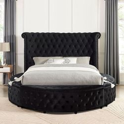 Brand New Glam Black Velvet Storage Queen Size Bed Frame