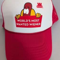 Vintage Wienerschnitzel Hat Mens Snapback Red Trucker Most Wanted Wiener Cap