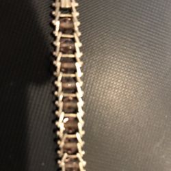 Sterling Silver And Amethyst Bracelet Stamped