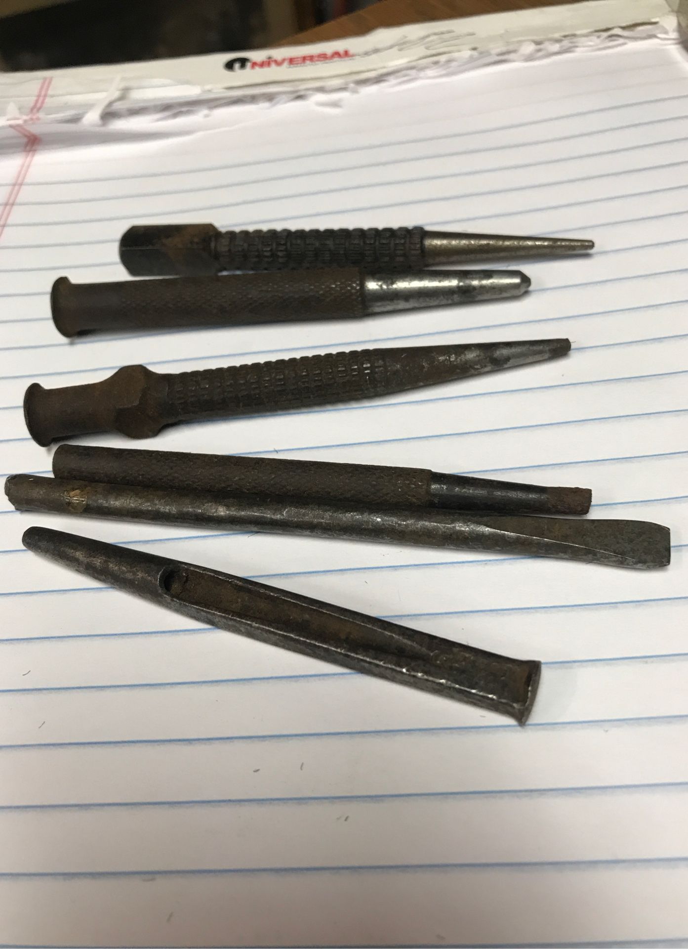 Antique punches, nail set and hollow punch