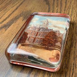 1956 Vintage Glass Paperweight Randolph County Courthouse Indiana Historic 1875