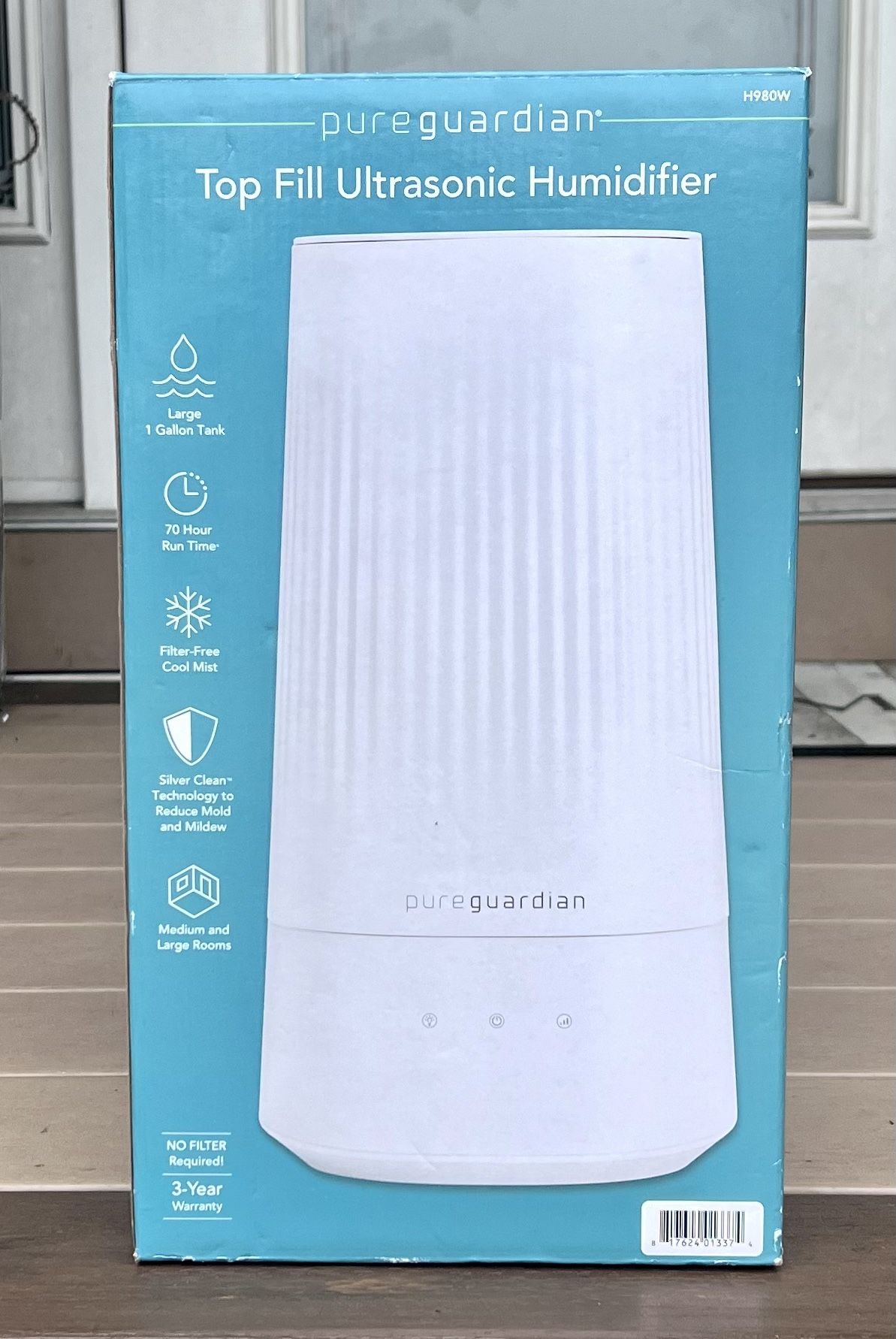 Pure Guardian Humidifier 1 Gal Top Fill Ultrasonic Cool Mist + Aromatherapy Tray