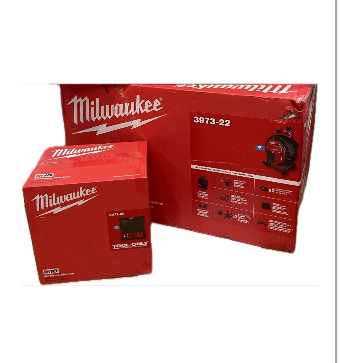 Milwaukee M18 M12 Cordless 120 ft. HDR Pipeline Sewer Inspection Camera System Image Reel Kit w/ 500GB Hub & Monitor  $6499  New