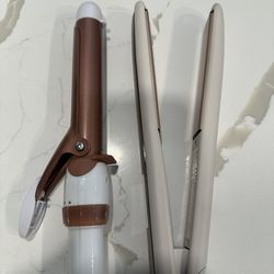 Remington Shine Therapy 1 inch Hair Straightener Iron & Conair Double Ceramic 1-Inch Curling Iron, 1-Inch Barrel Creates Classic Curls