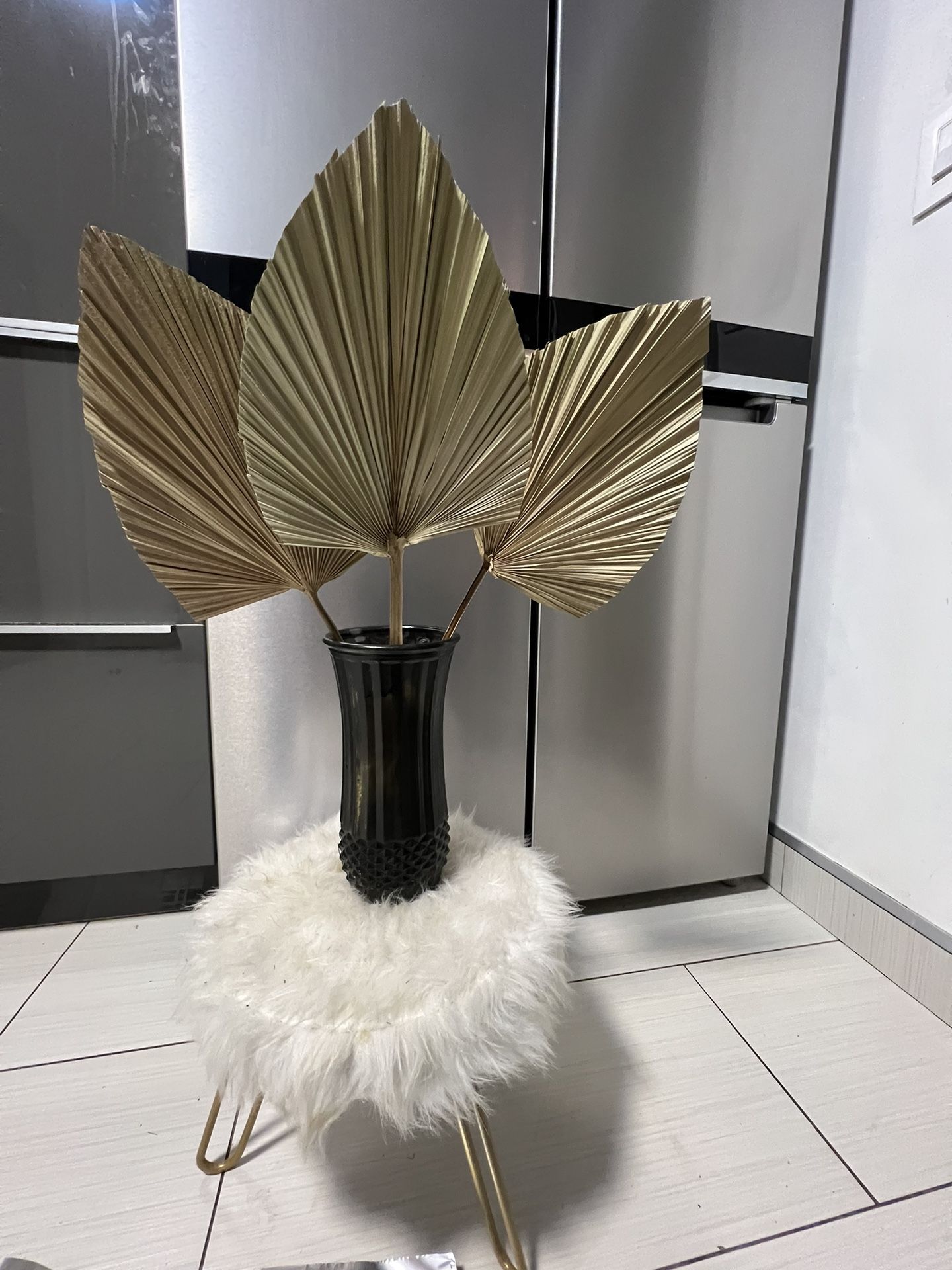 Boho Artificial Decoration In Black Vase