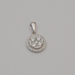 14K White Gold Cluster Round 0.48 Tcw TESHA Diamond Charm Pendant