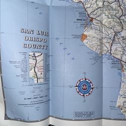 San Luis Obispo County AAA Road Map From 1965