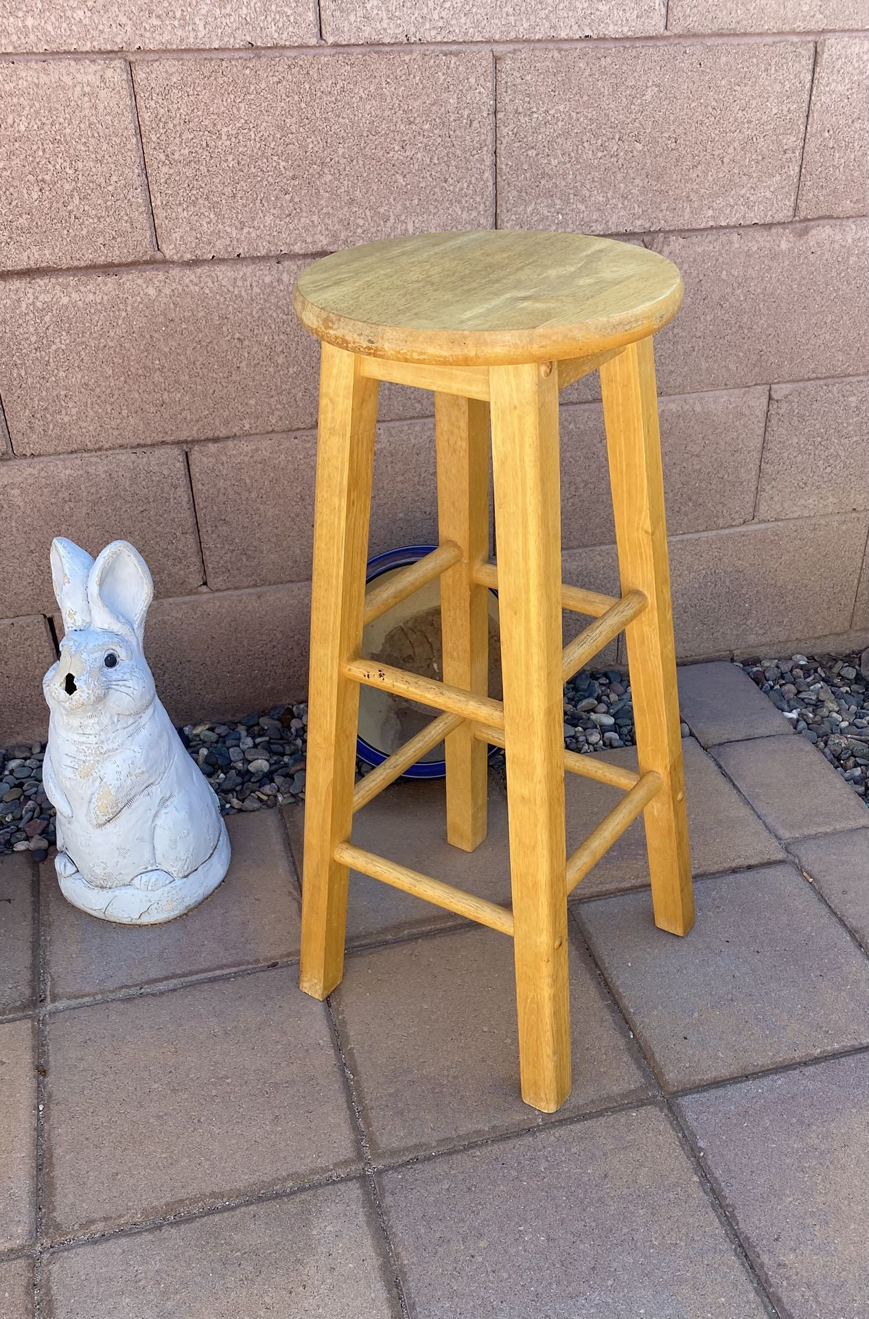 39in Slender Maple or Bamboo Wood Barstool Bar Stool Round Backless Non Swivel