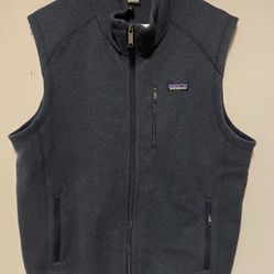 Patagonia Men's Better Sweater Vest Knit Fleece L Navi Full Zip *check Photos