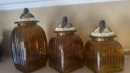 3 Pieces Glass Canister