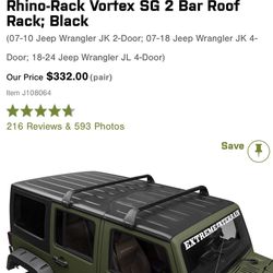 Rhino Rack 2 Bar Roof Rack Jeep Wrangler 