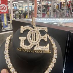 God Over Everything Large Pendant with Baguette Stones available at discounted Price. 