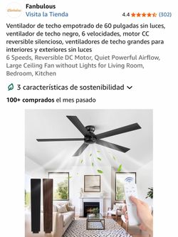 (#36996) Fanbulous 60-Inch Black Ceiling Fan No Light
