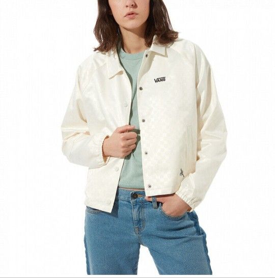 Womens  Heart Lizzie Coaches Vans Off-White Button-Up Jacket M