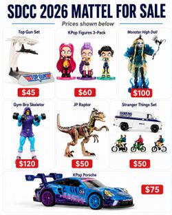 San Diego comic con Mattel Skeletor, hot wheels, monster high,