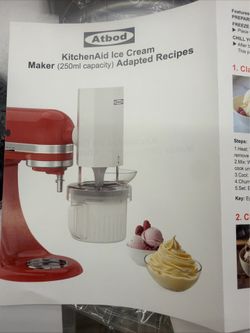 2 in 1 Ice Cream Maker and Shaved Ice Attachment for KitchenAid Stand Mixers,...