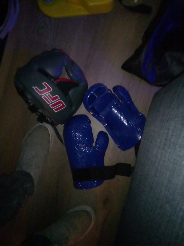 Boxing Gloves And Headgear