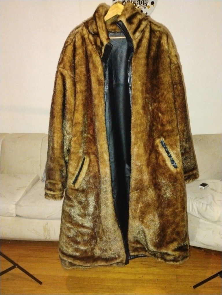Fur & Leather Reversible Full Length Coat