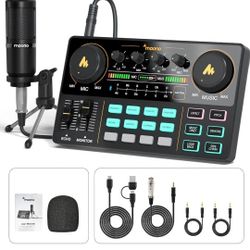 Podcast Equipment Bundle Audio mixer All-in-One Podcast Production Studio with 3.5mm Microphone for Live Streaming Retails $140