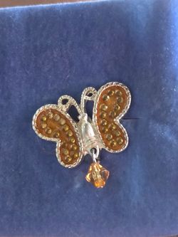 Amber Butterfly Pin