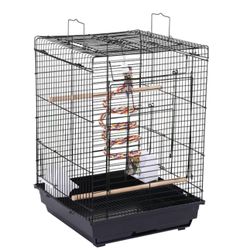 Black Small Bird Cage with Open Play Top, 23" H