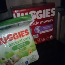Huggies Size 6 Diapers & Baby wipes 
