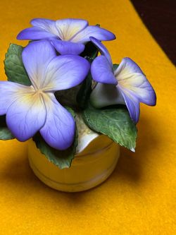 Porcelain Purple Plumeria Flowers Arrangement
