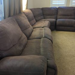 Brown Couches 2 Recliners (One Electric)
