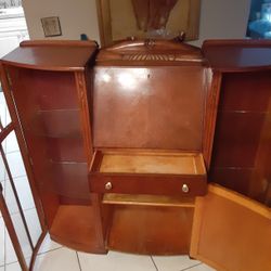 Unique Oak Cabinet With Fold Out Desk