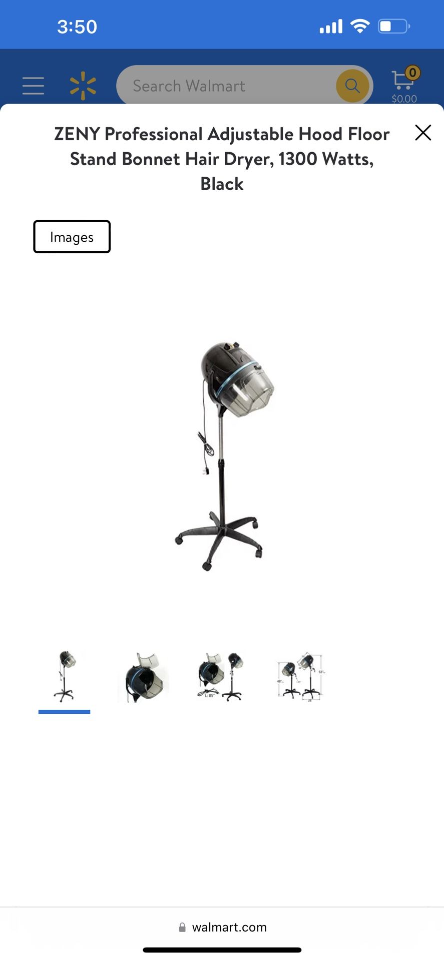 ZENY Professional Adjustable Hood Floor Stand Bonnet Hair Dryer, 1300 Watts, Black