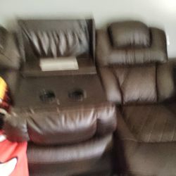 Leather Recliner Couch 