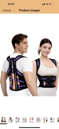 Brand new Posture Corrector for Women and Men, 5 Full Back Support Brace Rods, Adjustable Shoulder Straightener, Improving Posture, Relief Upper and L