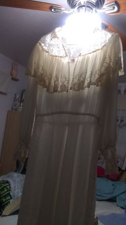 Vintage large cotton with lace and ruffled dress