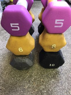 6 dumbbells neoprene 5/6/10lbs