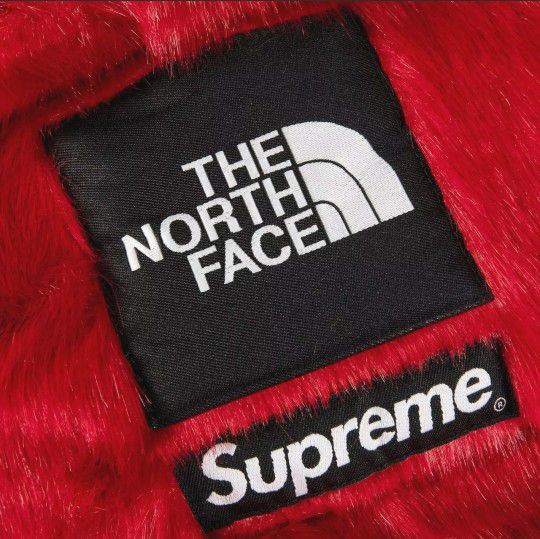 Supreme TNF Nuptse Red Fur Jacket (Size L)