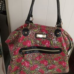 Stunning.."Betsy Johnson"..Sequin Leopard & Rose..Handbag