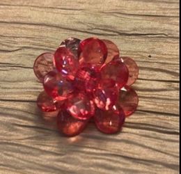 Red Floral Crystal Statement Ring