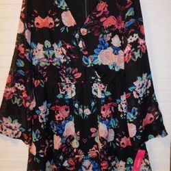 NWT Women's Size L Black Floral Chiffon Dress or Tunic-- NEW WITH TAGS -