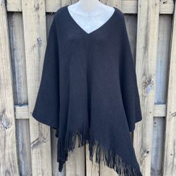 EUC women’s super soft black poncho sweater, one size