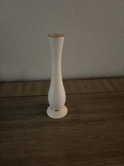 White Lenox Milk Glass Bud Vase with Gold Trim