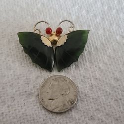 Butterfly Pennant Or Pin Jewelry. JADE Antique